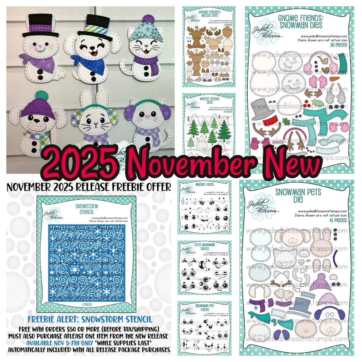 

Gnome Friends: Moose Snowman Faces Stamp Dies Winter Scenic Snowstorm Stencil Dies DIY Scrapbooking 2025 New Christmas Card Mold