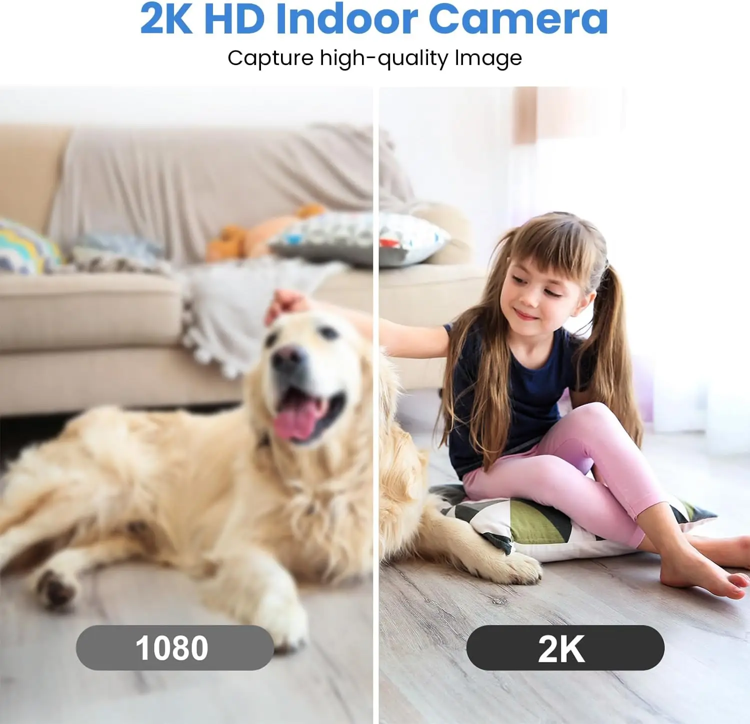 2K 360° WiFi Indoor Security Camera with Night Vision & Two-Way Audio for Home Monitoring