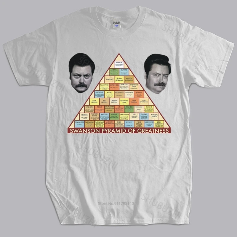 New fashion t-shirt cotton tees Ron Swanson Parks And Recreation Pyramid Of Greatness mens Cotton T-shirt Drop Shipping