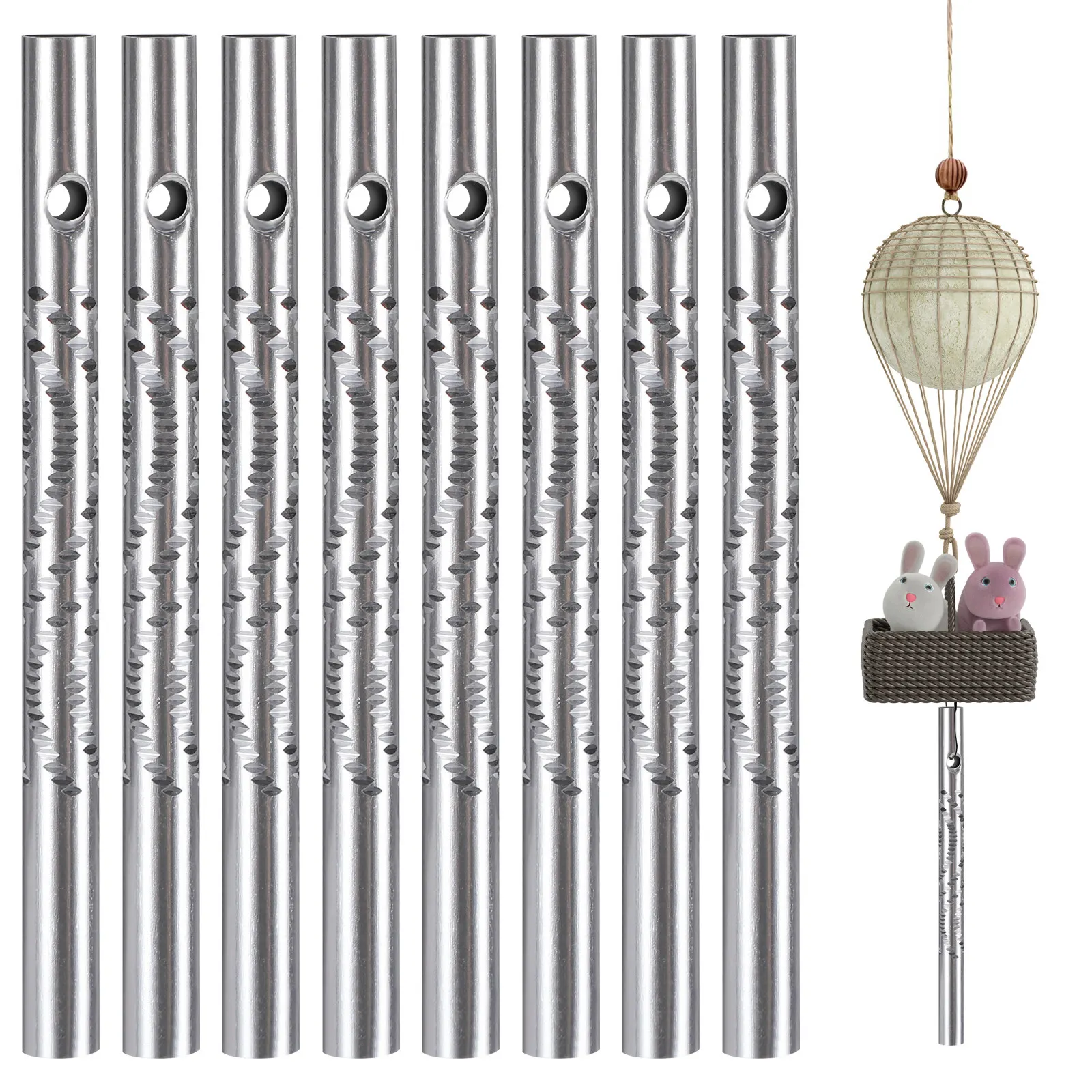 50Pcs Wind Chime Tubes Metal DIY Garden Patio Outdoor Craft Supplies for Wind Chime Accessories Parts Kids DIY Plaything