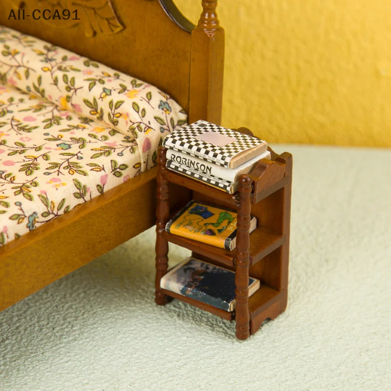 HMA76-1Pc 1:12 Dollhouse Miniature Furniture Bedside Stand Storage Rack Toy Bedroom Toy Doll House Decoration Accessories