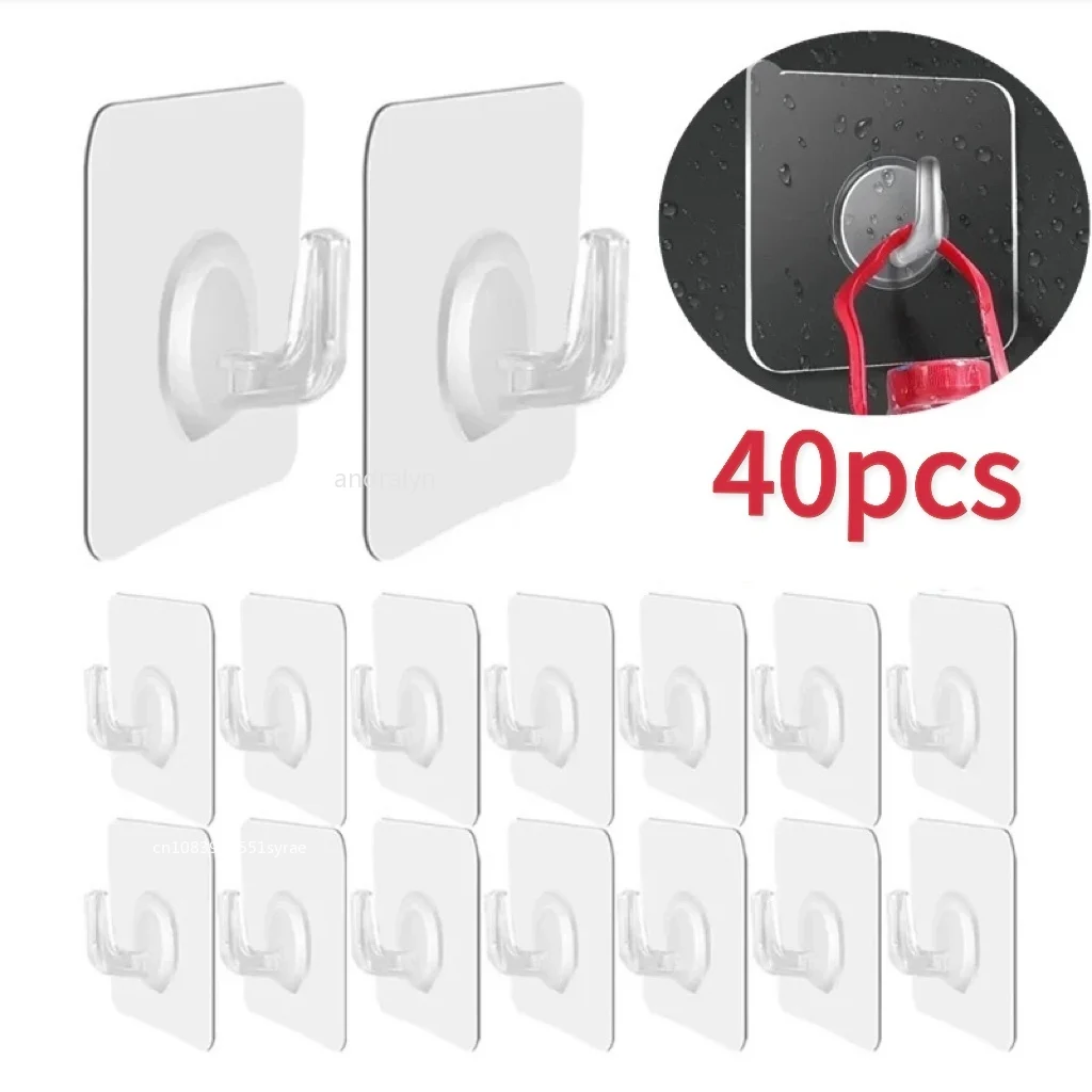 Ganchos autoadhesivos fuertes transparentes, ganchos adhesivos sin rastro, colgador de almacenamiento de llaves para cocina, baño, puerta, pared, multifunción