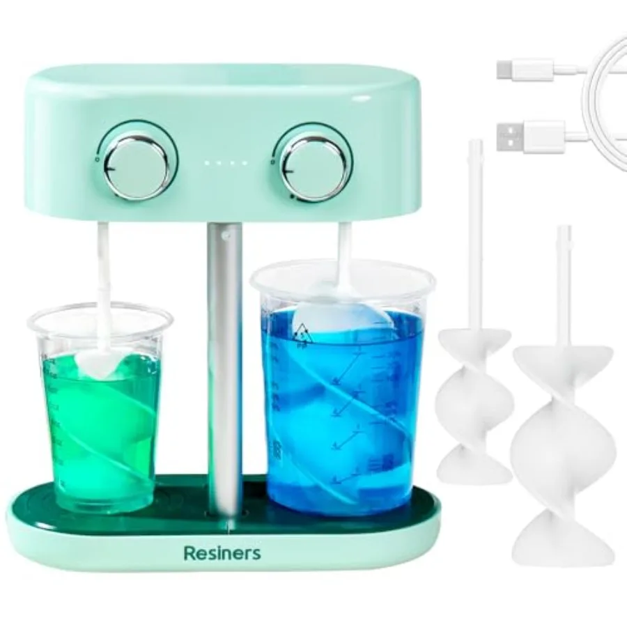 

Resiners DualHead Resin with s Rechargeable Epoxy Stepless Speed and Minimum Bubbles Electric Stirrer for Resin Silicone Paint