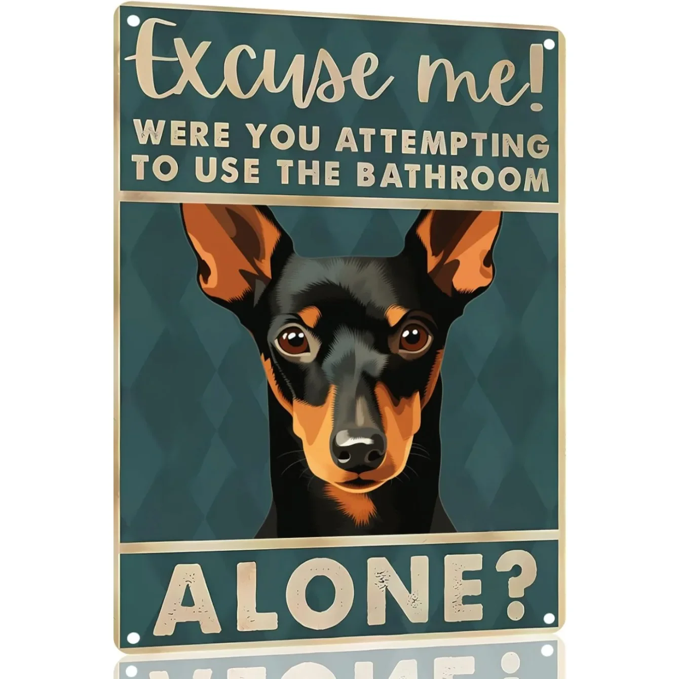 لوحة فنية جدارية معدنية عتيقة من Manchester Terrier، لافتة حمام مضحكة "Excuse Me"، ديكور مضحك لمحبي الكلاب، لافتة ألومنيوم قديمة