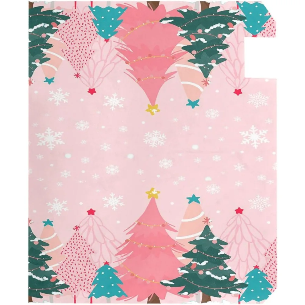 Pink Magnetic Christmas Tree Mailbox Cover with Snowflake Design, Standard Size 21"x18", Weather-Resistant Holiday Decor