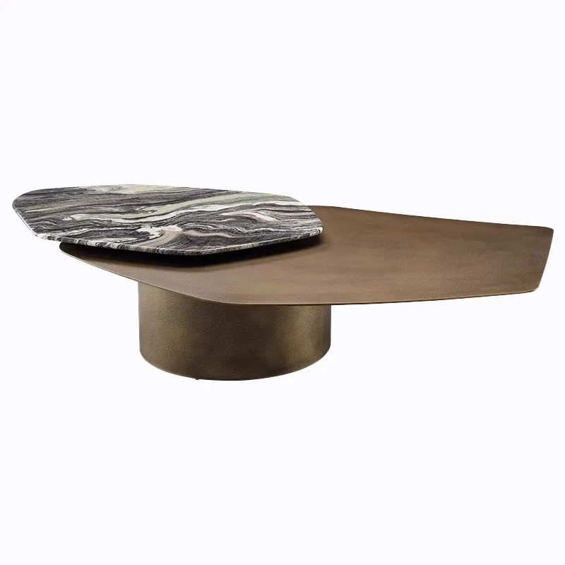 طاولة القهوة الدوارة الرخامية الفاخرة الخفيفة لغرفة المعيشة الجديدة تخلق بساطتها الإيطالية #4