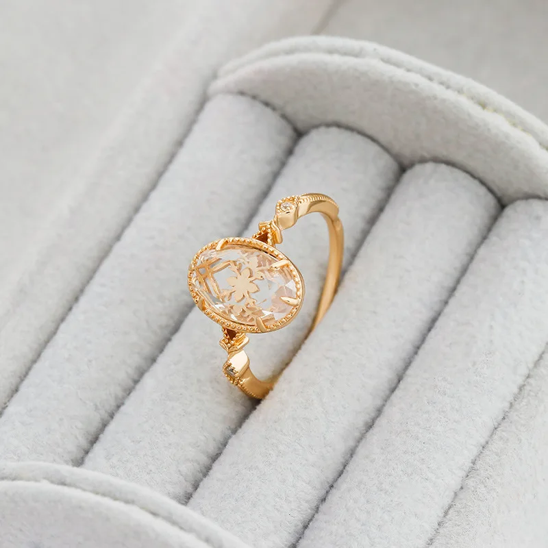 LAMOON Vitage Luxury Palace style Natrual White Crystal Ring For Women 925 Sterling Silver Gold Vermeil Fine Jewelry Accessories image 5