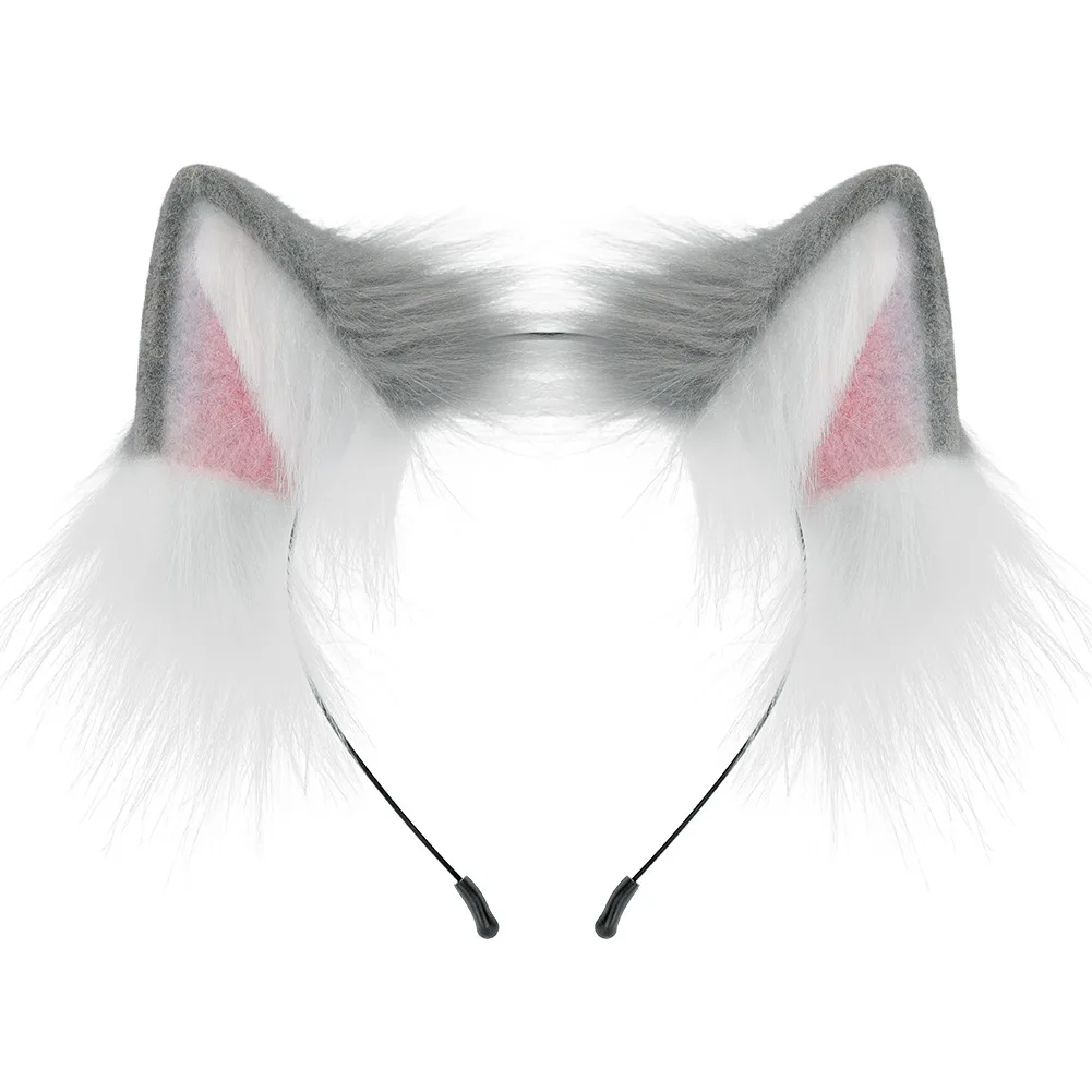 Oreja de zorro hecha a mano, aro de pelo, Bola de Animal, tocado de espectáculo para niños, oreja de Lobo, Cosplay, accesorios lindos en vivo