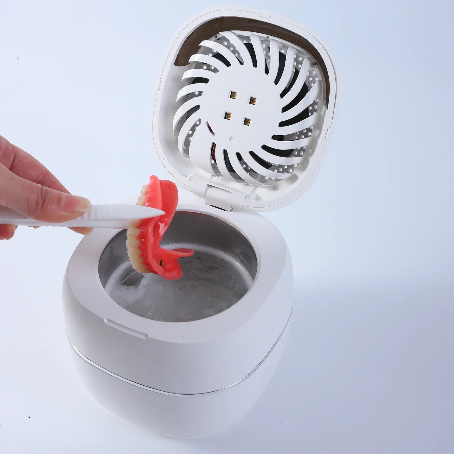 

STLF Unique design private model rechargeable 25w 45Khz UV ultrasonic cleaner with drying fan for retainer jewelry necklace clea