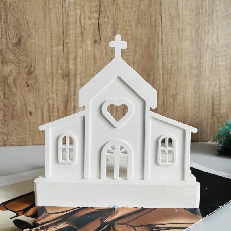 Cross Church Silicone Mold European Church Plug-in Mold Decoration Candlestick Plaster Mold