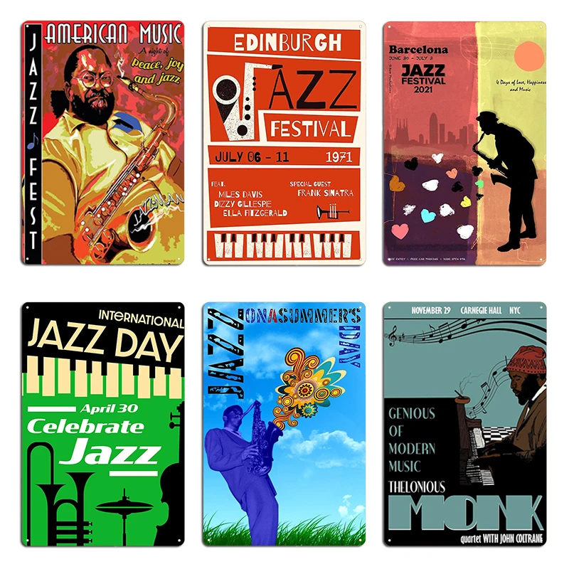 International Barcelona International Peace Detroit Jazz Festival Metal Home Painting Pub Design Tin Sign Poster