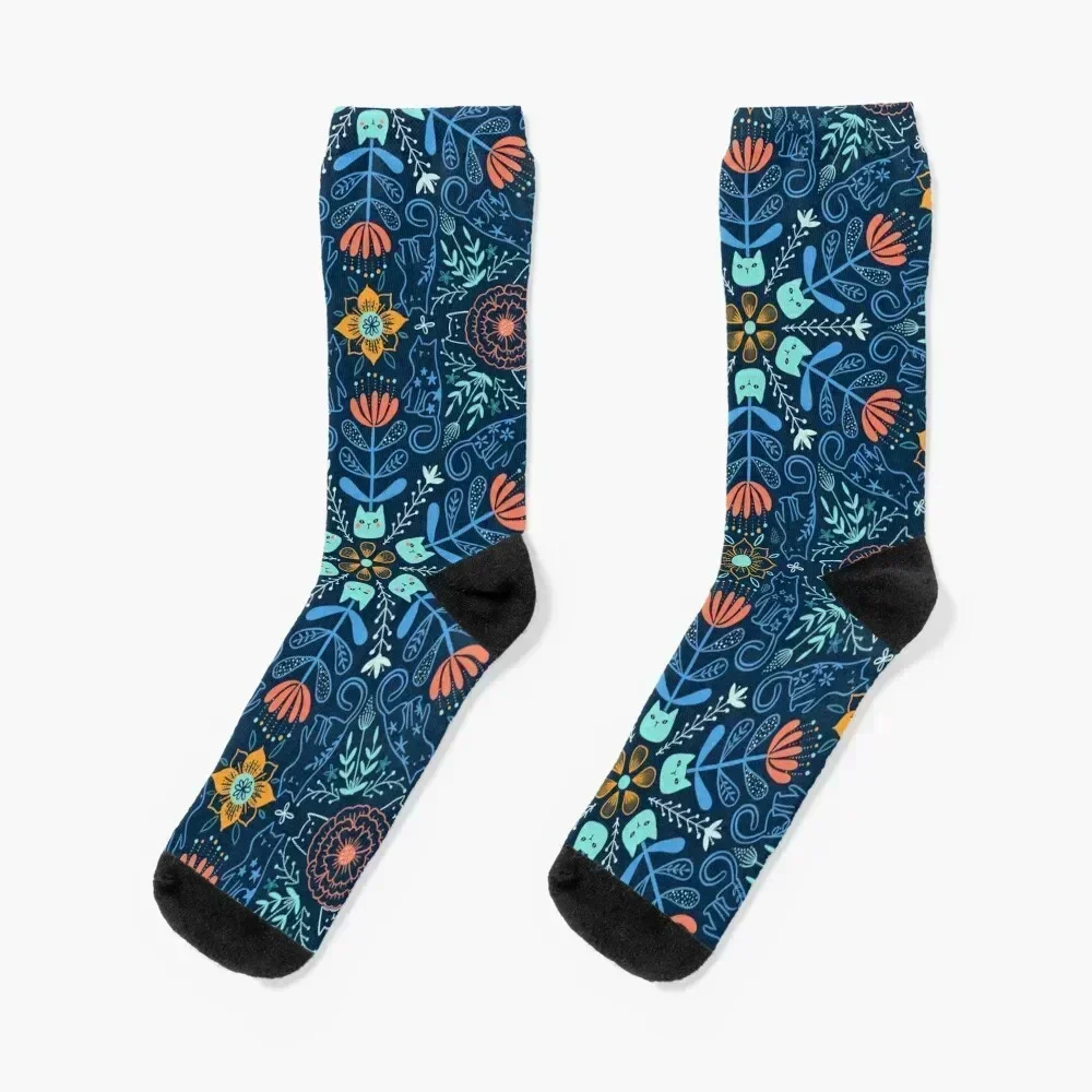 Cats kaleidoscope. Flowers and kitties. Socks with print tennis Socks For Man Women's