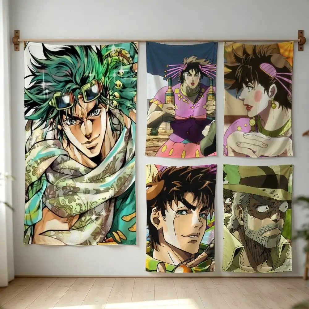 Anime JoJo Joseph Joestar Icon Flag Digital Printing Banner for Garage Wall Out Door Decoration