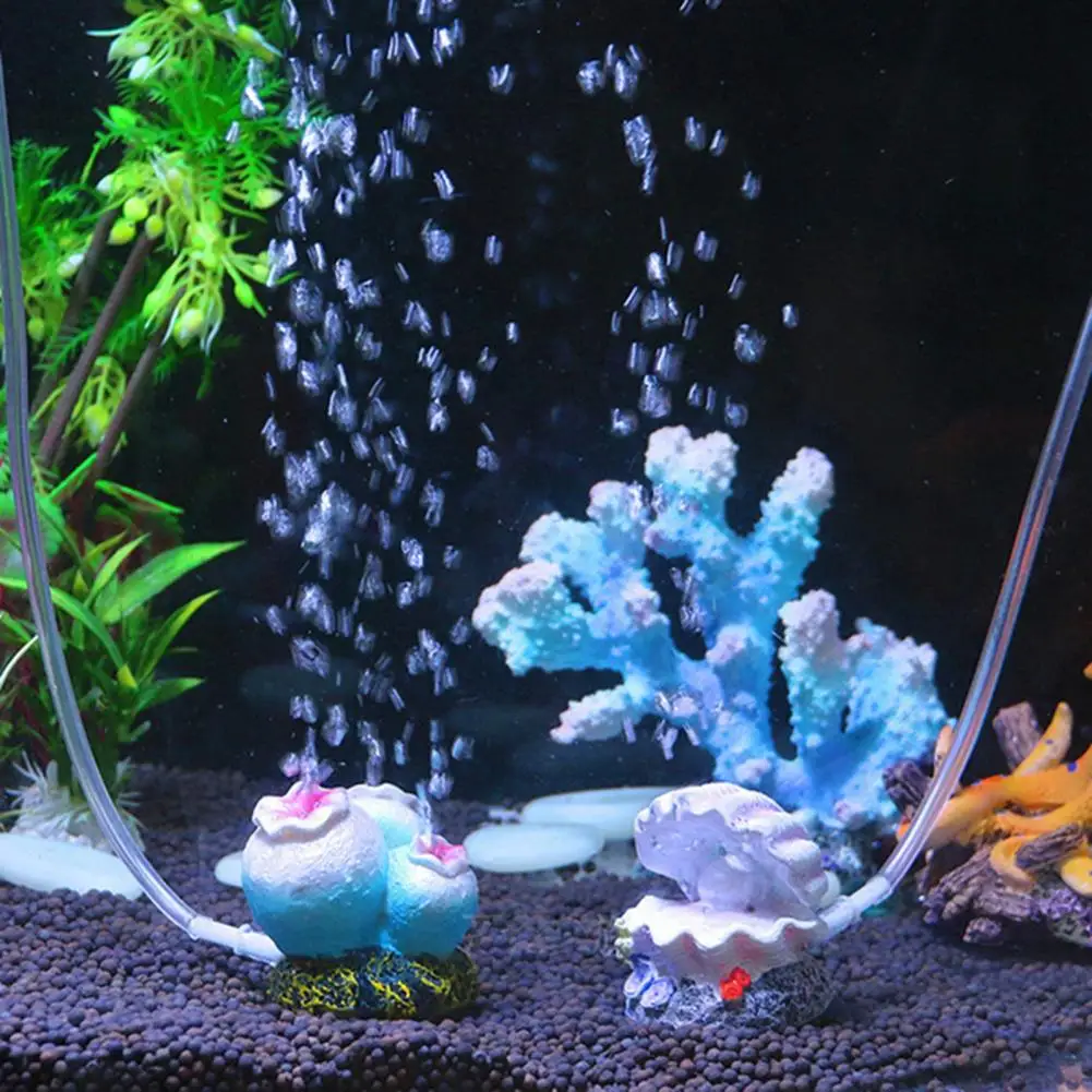 Fish Tank Decoration Aquarium Decor Resin Aquarium Bubbler Shell Decoration Resin Volcano Coral Air Pump Ornament Fish for Betta