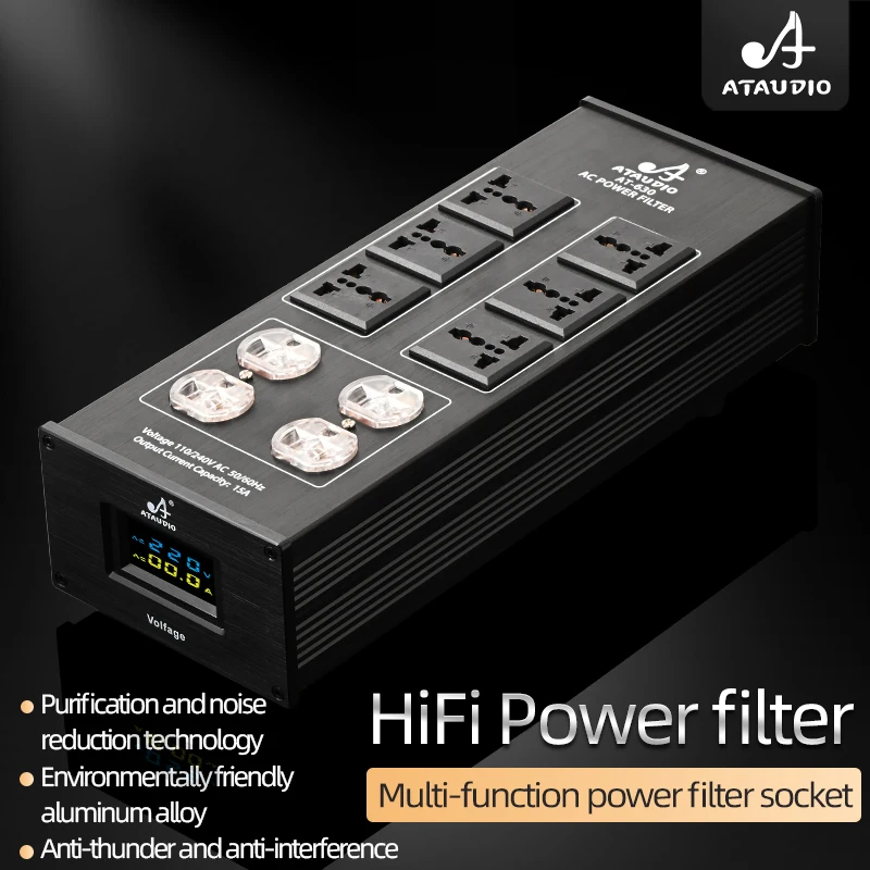 

HiFi Power Filter for Audio Equipment High Quality Audio Noise-free Power Outlet with 6 Universal 4 US 6/8 EU Connector Outlets