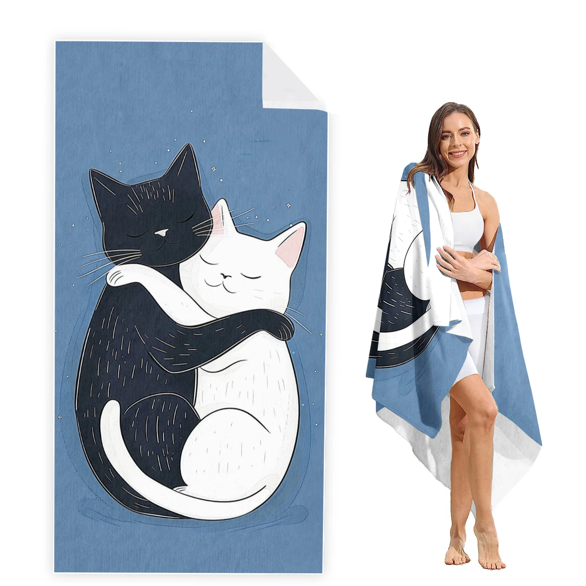 

Cat Beach Towel Oversized, Super Absorbent Sand Free Thick Microfiber Beach Towel,Beach Towels for Kids,Men,Women