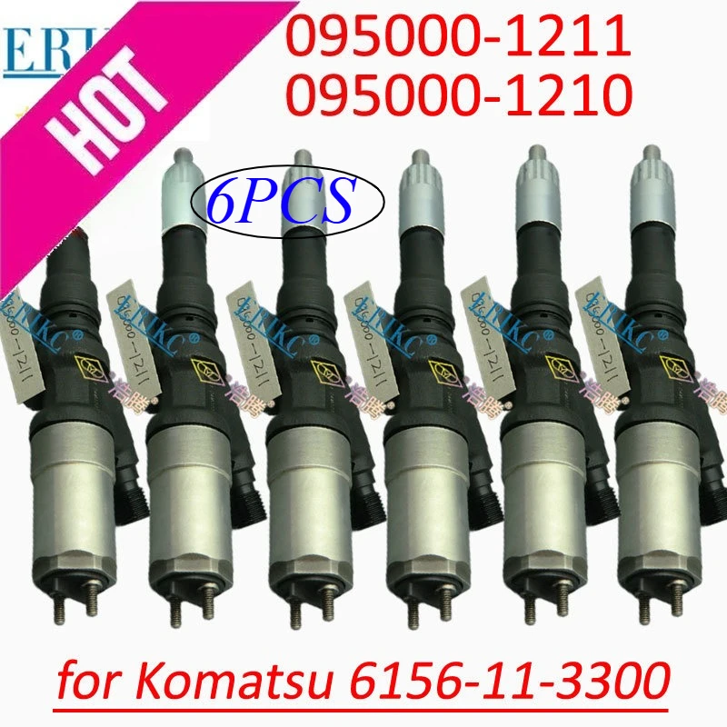 

6PCS 095000-1211 CR Diesel Injector 6156113300 Engine Sprayer Nozzle 6156-11-3301 For Komatsu PC-7 Excavator S6D125 095000-1210
