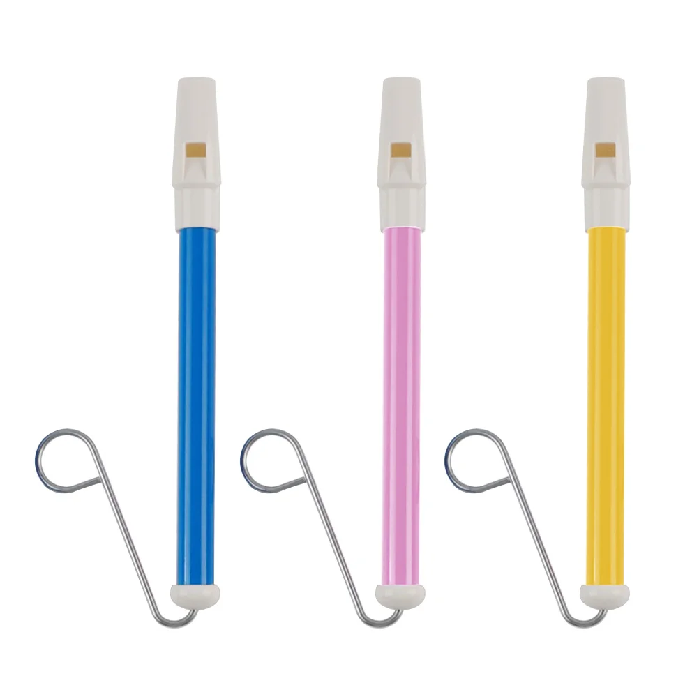 Silbato deslizante de juguete para niños, instrumento Musical de empuje, flauta de empuje, juguete para niños, rosa, amarillo, azul, llave de tono ajustable de Metal, 3 uds.