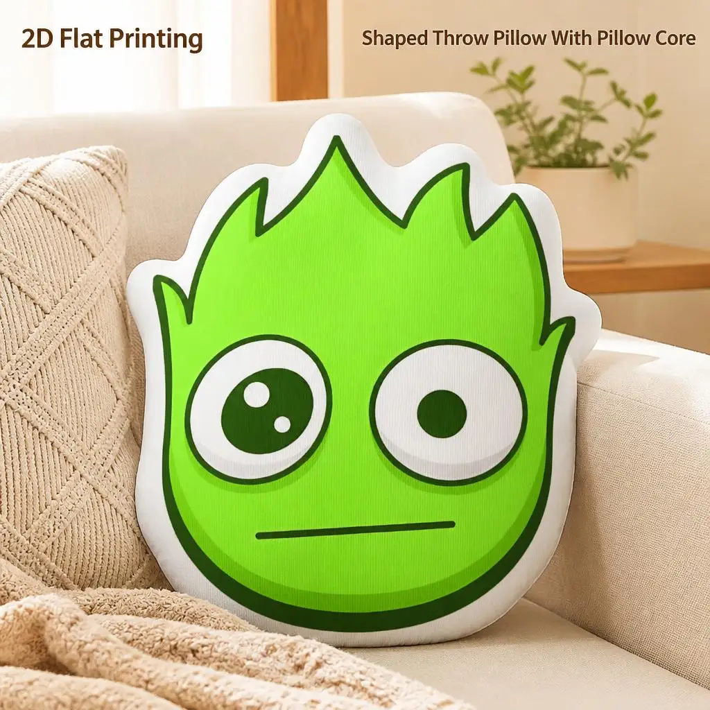 Sprunkies  Green Character Shaped Throw Pillow Stuffed Cushion Cute Cartoon Decorative Sofa Home Decor Gift Irregular