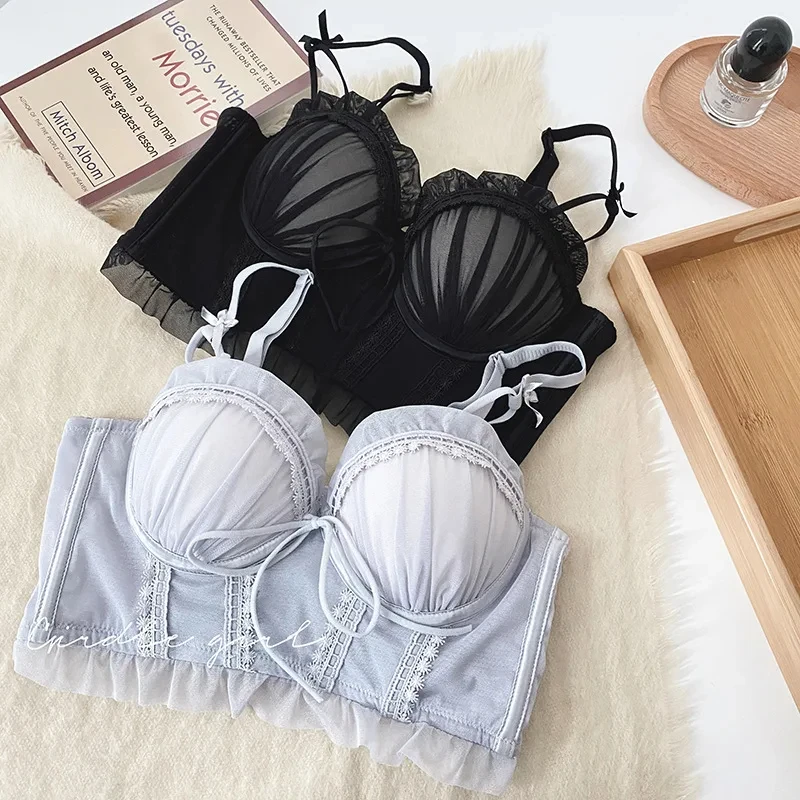 2024 New Princess Style Thickened Push Up MIntimates Adjustable Cotton Bra Belt Vest Girls Small Chest Underwear Push Up Bra