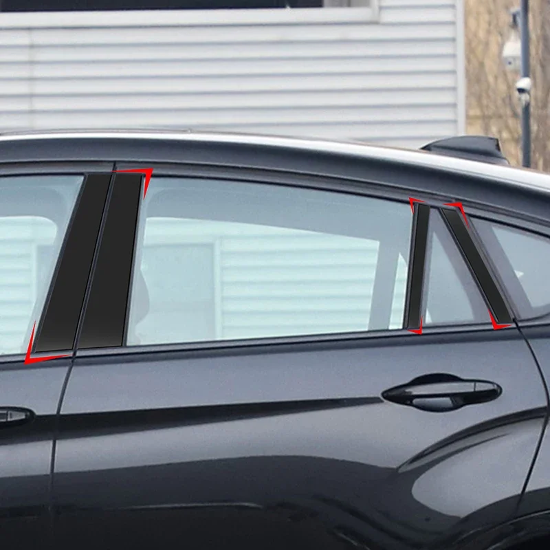 Car Stickers Door Window Pillar Trim Strips Black Column PVC Decoration For BMW X6 F16 2015-2019 Exterior Accessories Decals