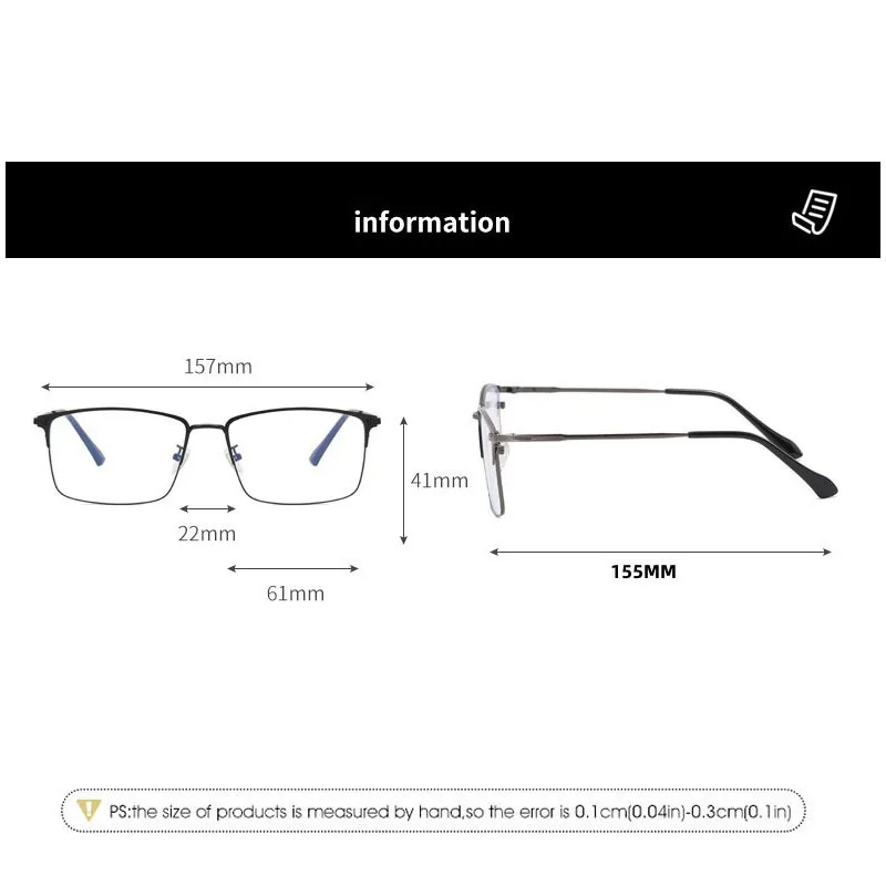157mm Titan Legierung Anti Blau Licht Platz Lesebrille Männer Business Große Presbyopie Brille Klare Linse Rezept Brillen – Detail 12