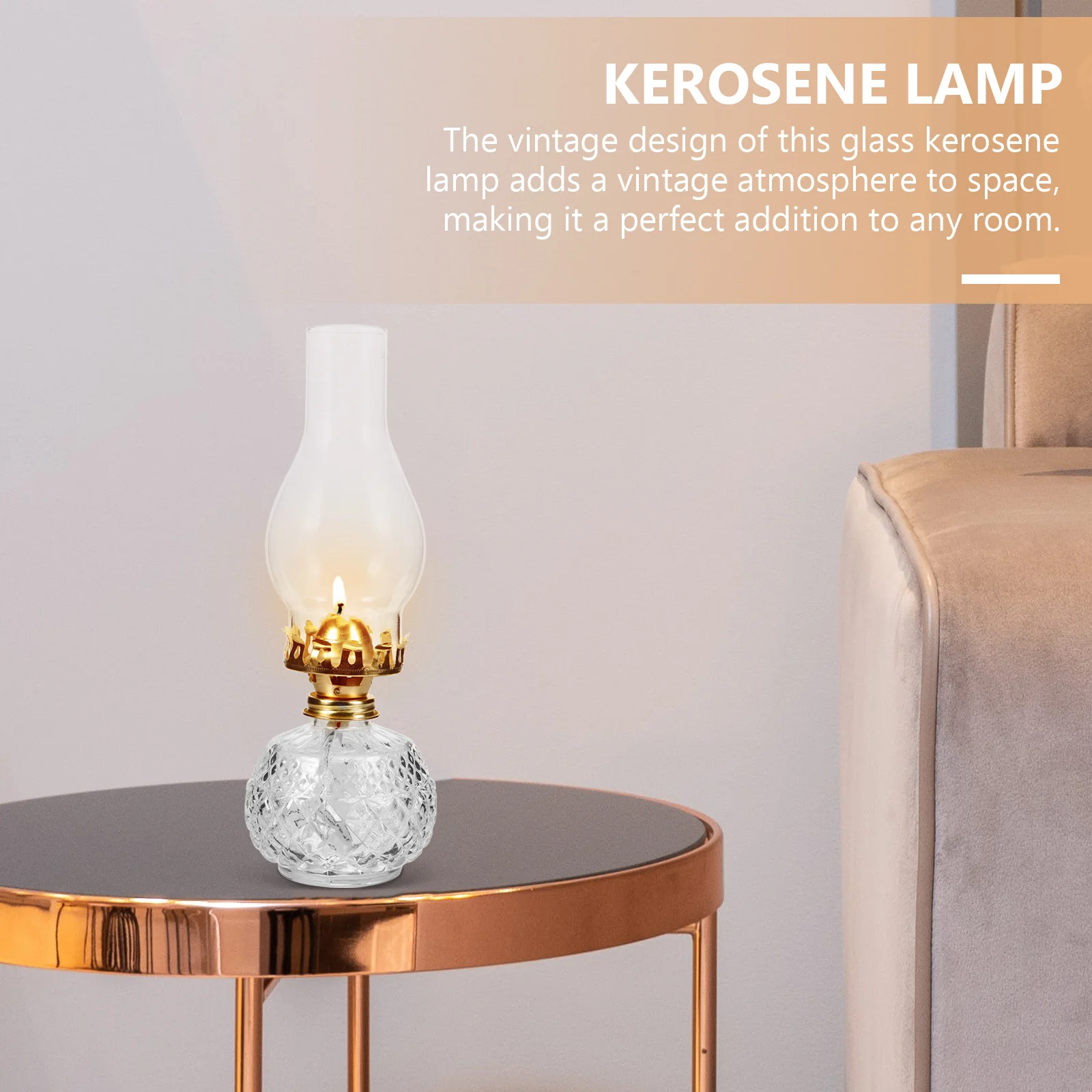 

Vintage Oil Lamp Glass Lamp Heat Resistant Decorative Lantern for Indoor Tabletop Fireplace Living Room Warm Atmosphere