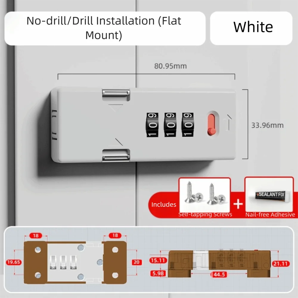 

Keyless Adjustable Cabinet Password Lock Enhanced Security Zinc Alloy Door Bolt Lock Erosion Resistant Security Lock Drawers