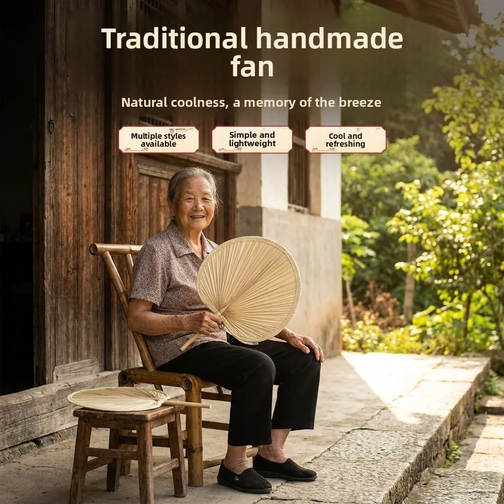 

Traditional Large Fan Handmade Wicker Banana Leaf Fan round Cooling Summer Dance Home Use Fan for Middle-Aged People in China