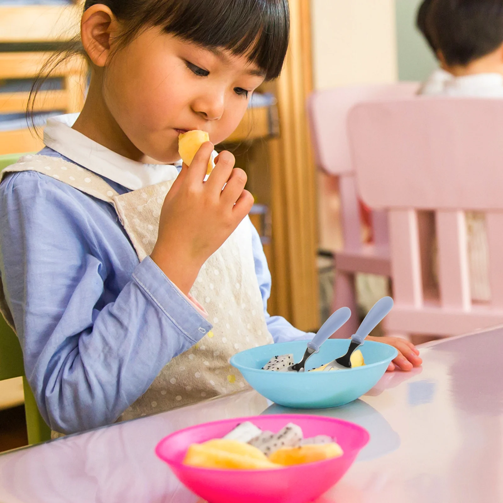 

3Set Toddler Feeding Supplies Stainless Steel Kids Utensils with ABS Handle Spoon Forks Portable Storage Box Feeding Supplies