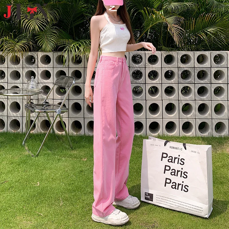 Women High Waist Wide Leg Jeans Fashion Straight Loose Comfort Denim Pants Casual Baggy Floor Length Trousers Plus Size Stretch