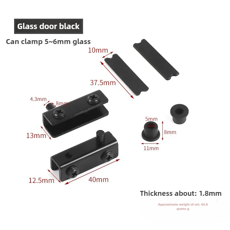 طقم مكون من قطعتين من رموز زاوية CT الزجاجية، أسود، لون النيكل، مفصلات أبواب دوارة، مفصلات محور الباب الزجاجي، حديد، أجهزة الأثاث