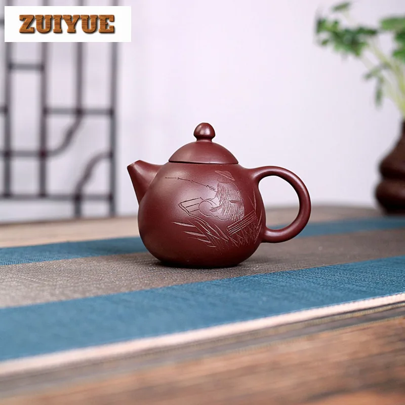 

200ml Yixing Purple Clay Teapots Handmade Dragon Egg Pot Raw Ore Purple Zhu Mud Tea Brewing Kettle With Strainer Zisha Tea Set
