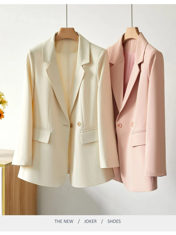 Elegant Chic Coats Fashion Top New Blazers Women Solid Double-Breasted Simple Classic Soft Elegant Simple All-match Comfortable