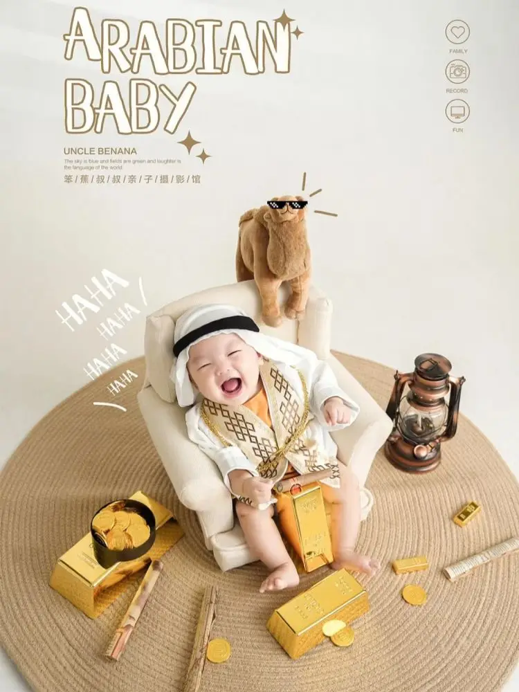 Newborn Photography Outfit Baby Souvenirs Clothing 1 Year Old Boys Accessories Arab Style Props Kids Birthday Gifts Decoration