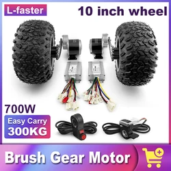 Dual 24V 350W Geared Motor, Fat Wheel, Chain Drive Kit, Sand, Beach, Electric Trolley, Handcart, 10x6.0-6 in