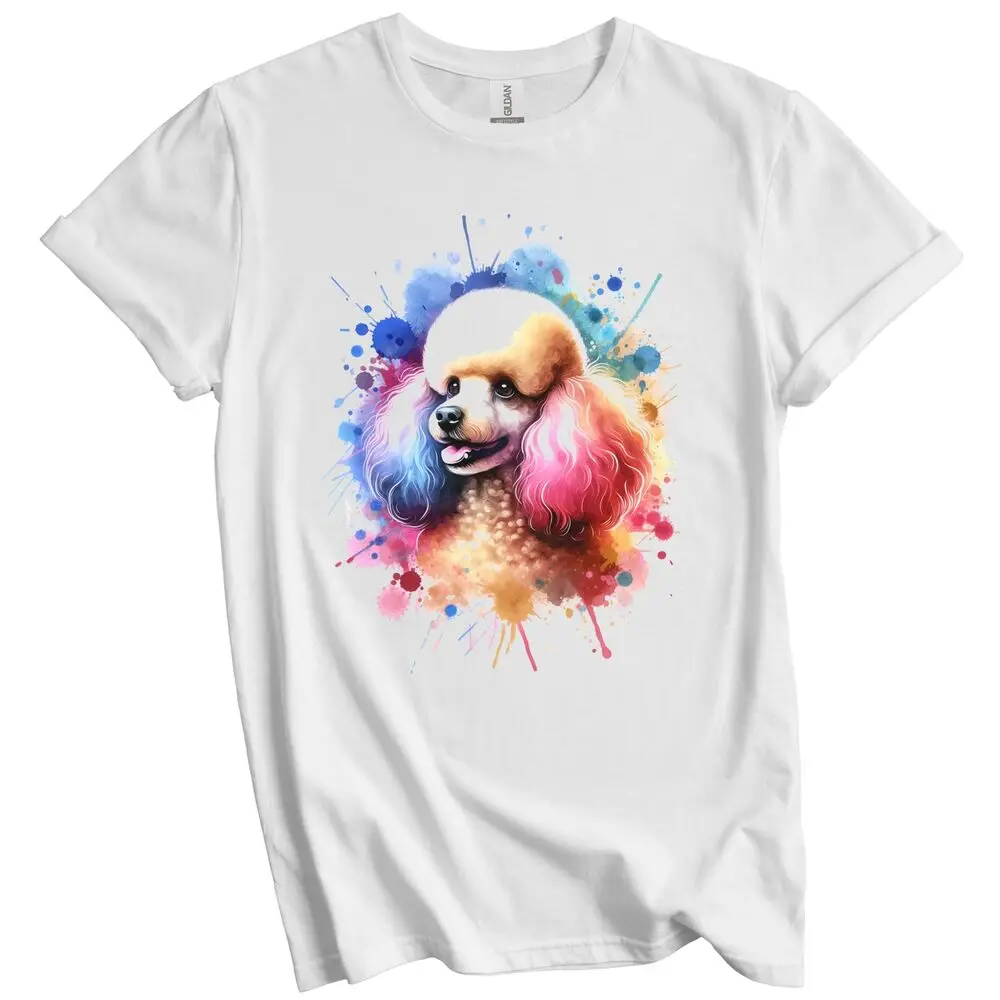 Poodle Rainbow Watercolor Portrait Dog Lover T-Shirt -  GiftAnime Pattern Y2KAnime Graphic T-shirts for Men Clothing Women