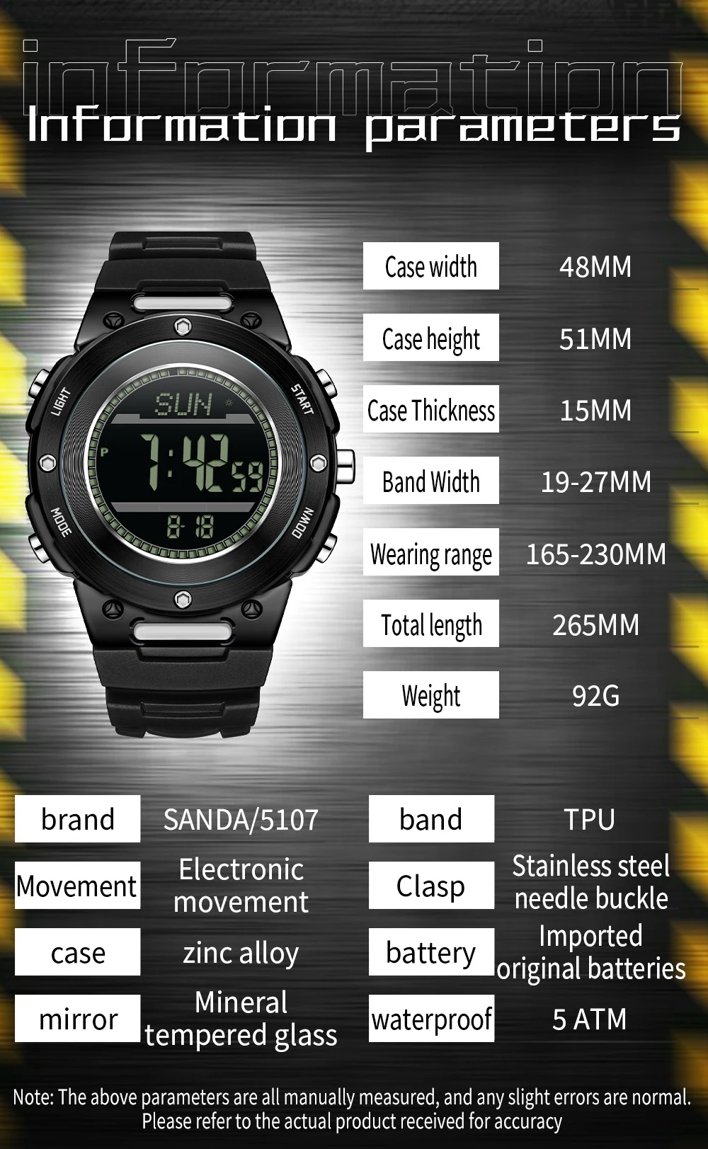 แฟชั่น SANDA ใหม่ 5107 กีฬานักเรียนนาฬิกาดิจิตอลอิเล็กทรอนิกส์กันน้ํา LED นับถอยหลังนักเรียนนาฬิกาอิเล็กทรอนิกส์ 2025