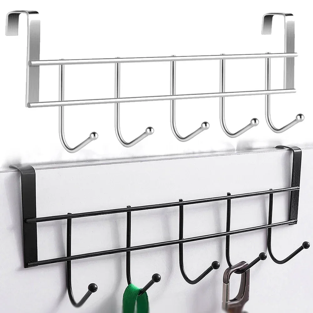 Rack Organizador do banheiro, ganchos sobre a porta, casa, roupas, casaco, chapéu, toalha, bolsas, chaves, cabide, acessórios de cozinha, 5 ganchos