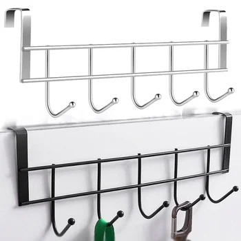 Haken boven de deur 5-haken Home Badkamer Organizer Rack Kleding Jas Hoed Handdoek Zakken Sleutels Hanger Badkamer Keukenaccessoires