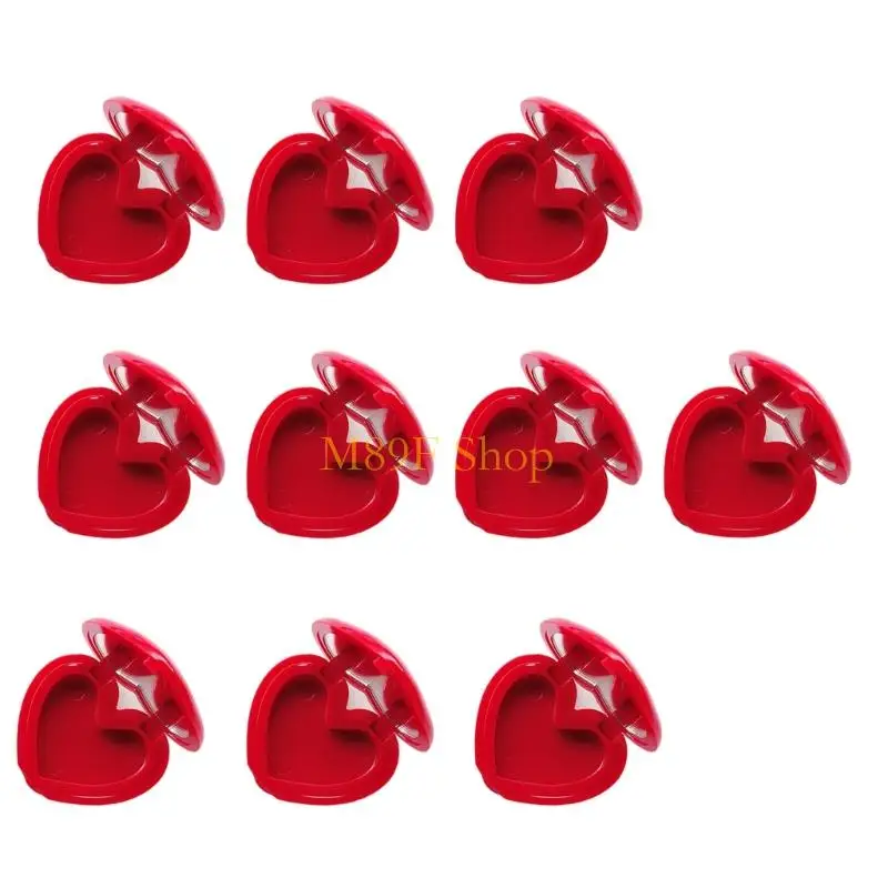 M89f 10 stks hart make -up opbergdozen met spiegel deksel draagbare cosmetische organisator