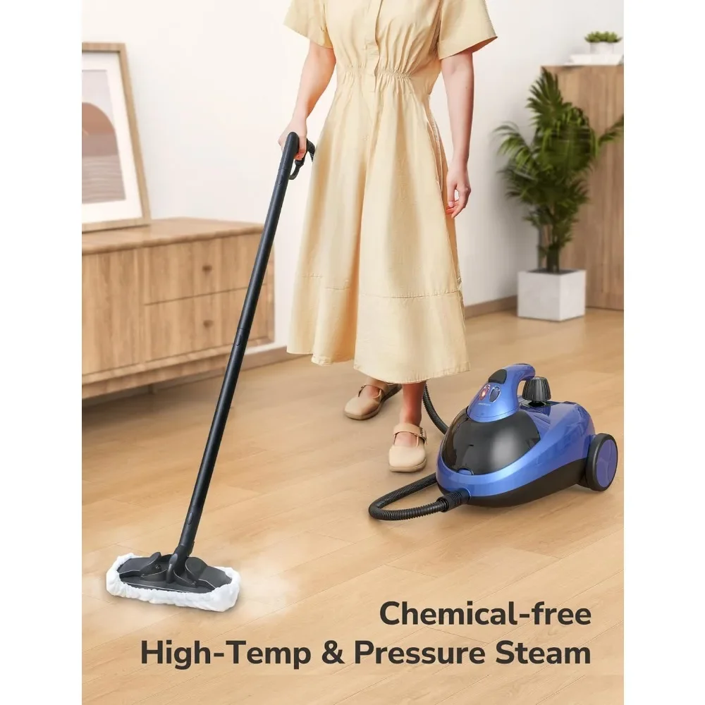 

Steam Cleaner – Multipurpose Heavy-Duty Canister Steamer with Built-In Storage, Handheld Mop for Home, Car & Upholstery