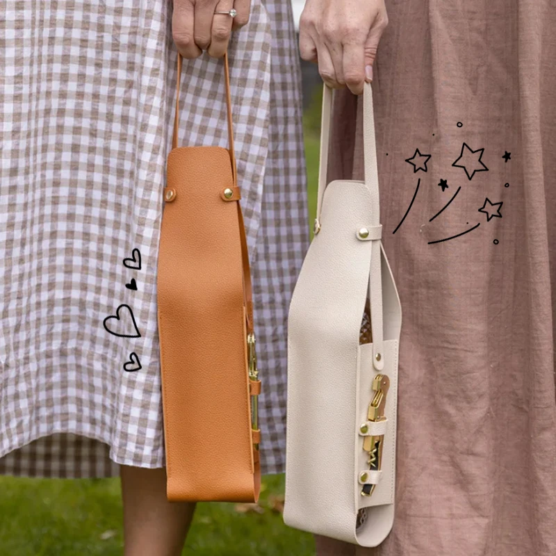 حقيبة هدايا نبيذ عيد الميلاد، حامل حمل النبيذ من جلد البولي يوريثان قابل لإعادة الاستخدام، حقيبة هدايا بيرة الشمبانيا، للاستحمام في أعياد الميلاد #1