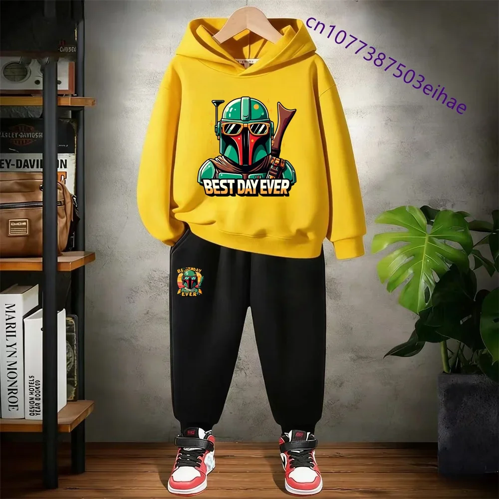 

Детский комплект одежды «Звездные войны» для детей от 3 до 14 лет — толстовка с капюшоном и брюки из чистого хлопка — новый милый и очаровательный стиль 2026 года