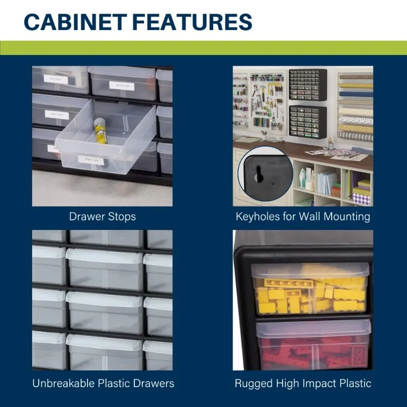 24-Drawer Plastic Drawer Storage Cabinet for Garage Organization, Bead Organizer, Building Bricks Storage, Teacher Too image 4