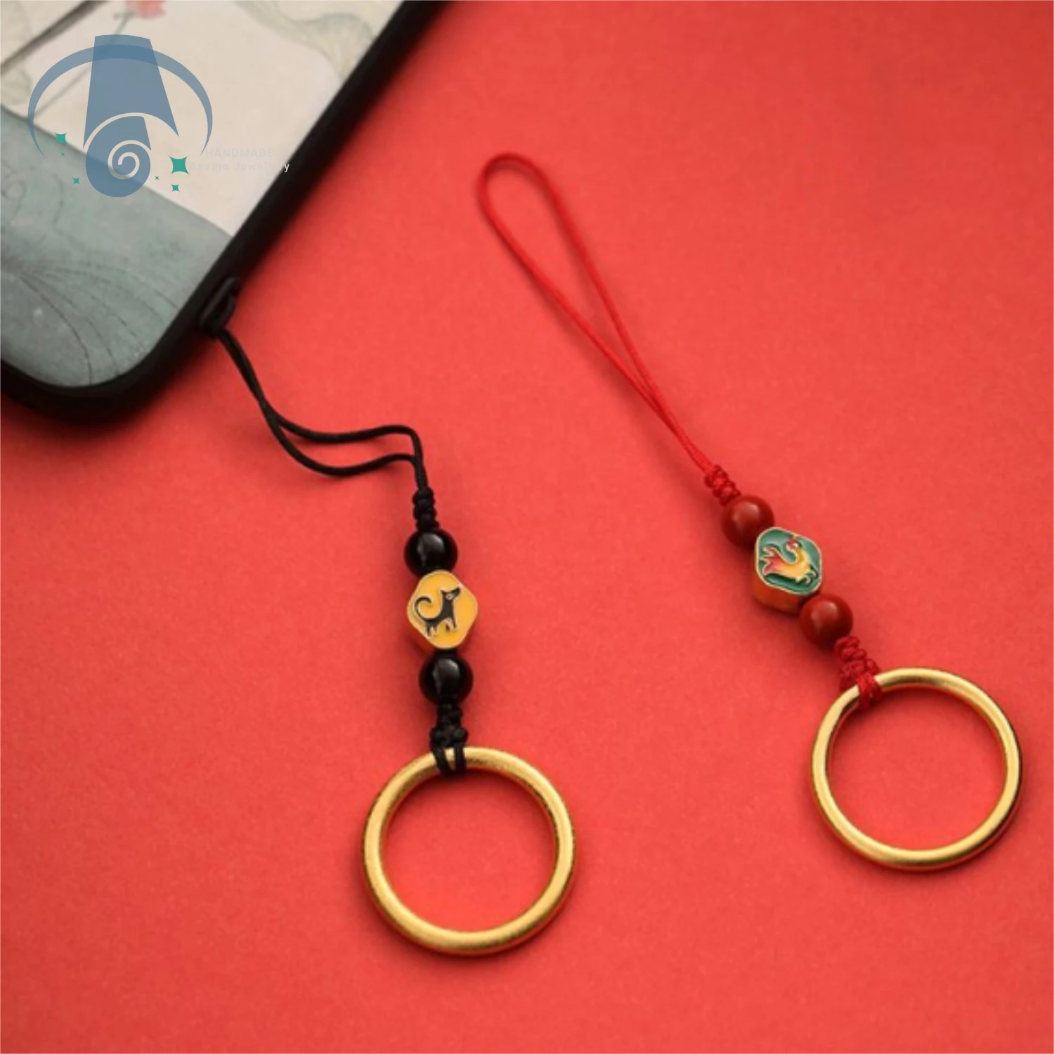 

Shajin Zodiac Keychain - Brass Ring with Exquisite Charm of the God of Wealth Fashionable