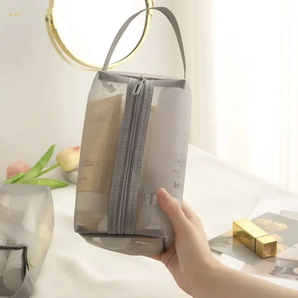 

Портативная сетчатая косметичка на молнии, прозрачная, квадратная, большая вместимость, легкая, для хранения туалетных принадлежностей, для ванной комнаты