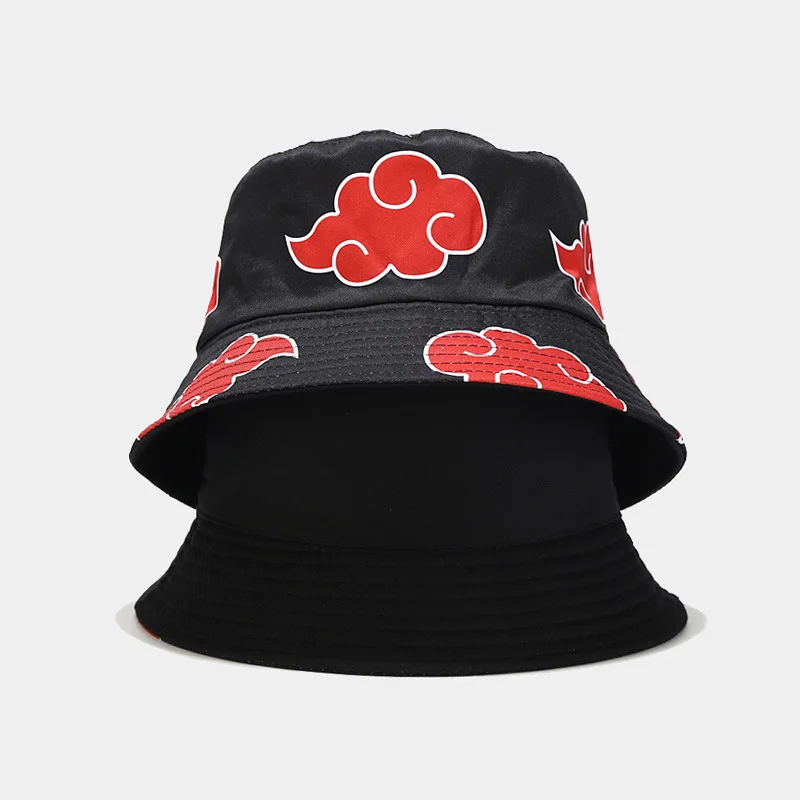 Rimiut Red Cloud Anime Cartoon Embroidery Bucket Hat Cotton Custom Men Women Sun Protect Fishing Hats LOGO Summer Caps