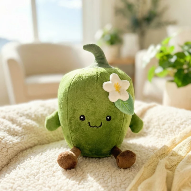かわいいフルーツをテーマにしたぬいぐるみ、かわいい野菜のぬいぐるみ、家の装飾用枕、桃、玉ねぎ、ピーマン、カボチャの漫画デザイン