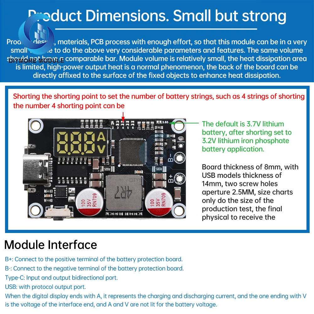 2-6S 45W Fast Charging Mobile Power Module DIY Circuit Board Support Lithium Battery and Lithium Iron Battery PD3.0